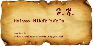 Halvax Nikétás névjegykártya